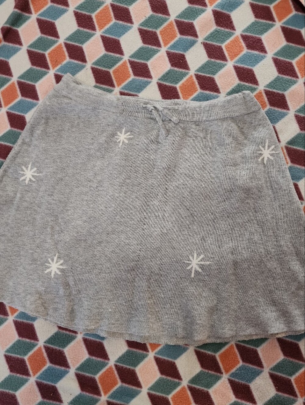 Grey Star Embroidered Kids A-Line Skirt